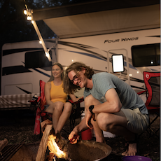 couple camping overnight in sarasota county campground